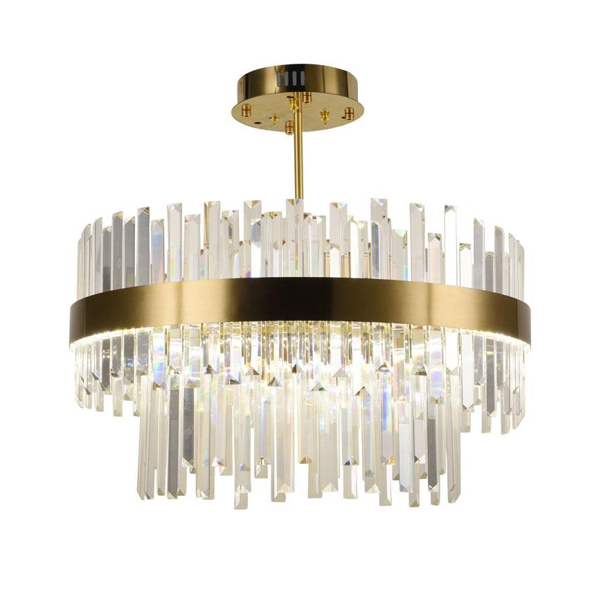 LED Dimbaar kristal Hanglamp on a pole LED/80W/230V 3000-6500K goud + afstandsbediening