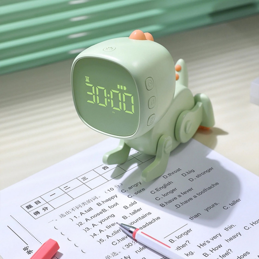 LED RGBW Dimbaar kinder nacht klein lampje met wekker ROBOT LED/1W/5V 1200 mAh