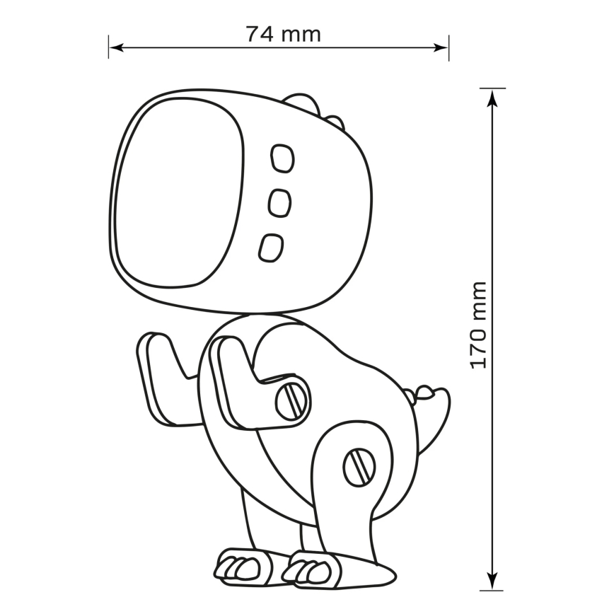 LED RGBW Dimbaar kinder nacht klein lampje met wekker ROBOT LED/1W/5V 1200 mAh