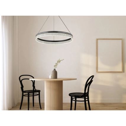 LED-dimbare kristallen kroonluchter aan kabel THALIA LED/55W/230V 3000-6000K pr. 80 cm + afstandsbediening