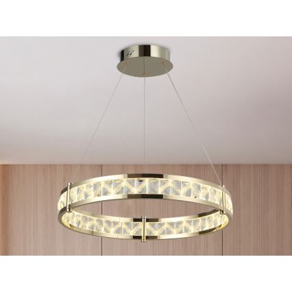 Dimbare LED kristallen kroonluchter aan kabel ENRIQUE LED/55W//230V 3000-6000K Ø 80 cm + afstandsbediening