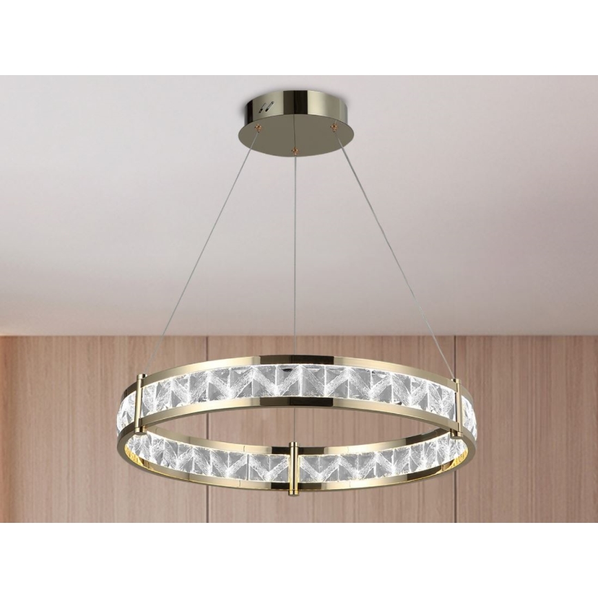 Dimbare LED kristallen kroonluchter aan kabel ENRIQUE LED/55W//230V 3000-6000K Ø 80 cm + afstandsbediening