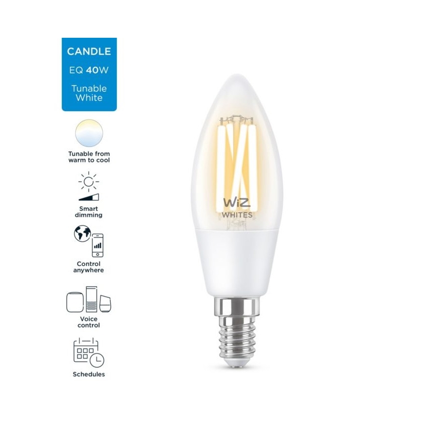 Dimbare LED Lamp FILAMENT C35 E14/4,9W/230V 2700-6500K CRI 90 Wi-Fi - WiZ