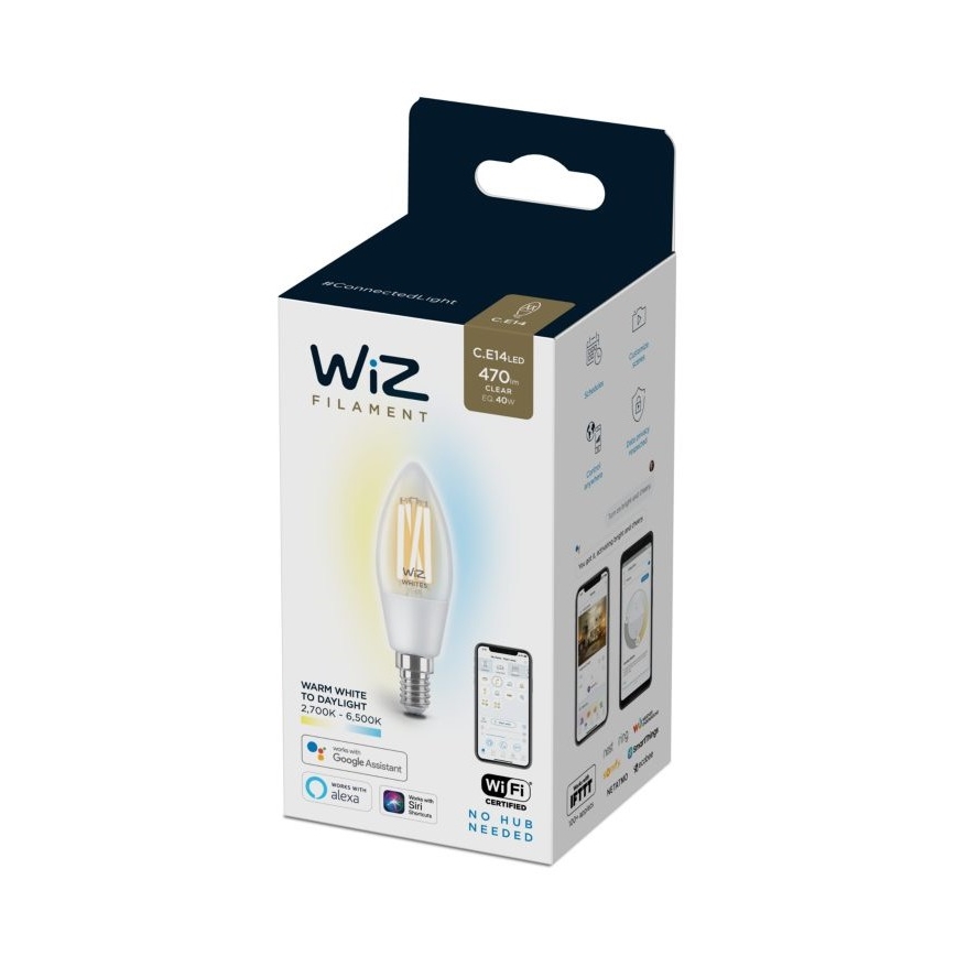 Dimbare LED Lamp FILAMENT C35 E14/4,9W/230V 2700-6500K CRI 90 Wi-Fi - WiZ