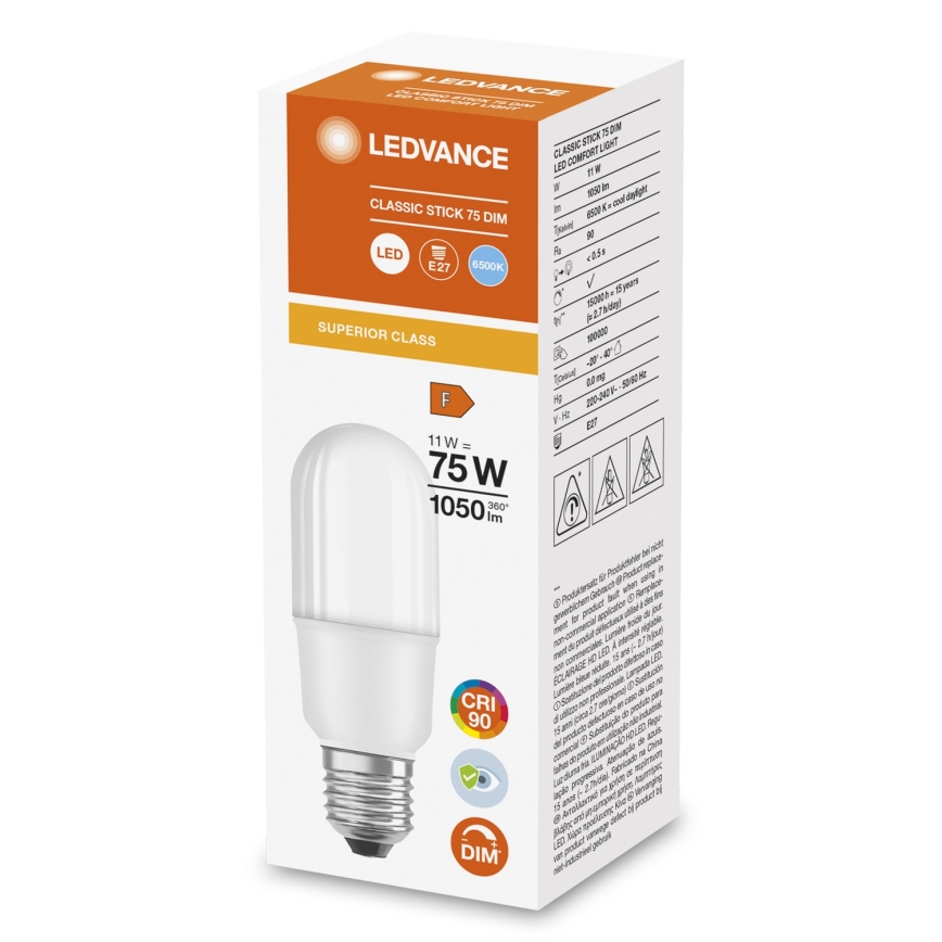 Dimbare LED-lamp E27/11W/230V 6500K CRI 90 - Ledvance