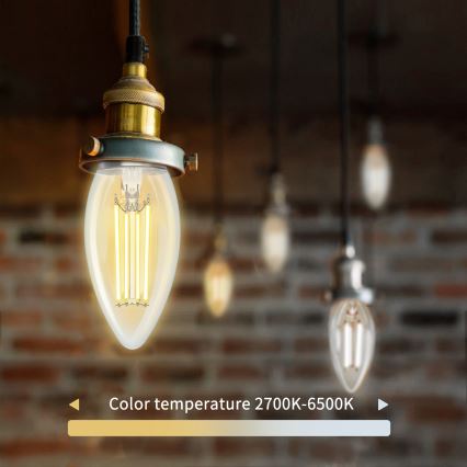 Dimbare LED Lamp FILAMENT C35 E27/4,5W/230V 2700-6500K Wi-Fi - Aigostar