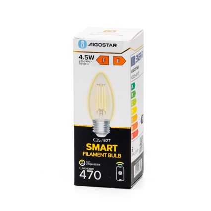 Dimbare LED Lamp FILAMENT C35 E27/4,5W/230V 2700-6500K Wi-Fi - Aigostar