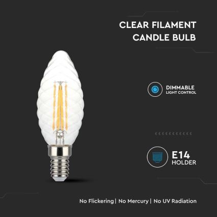 Dimbare LED Lamp  FILAMENT E14/4W/230V 3000K