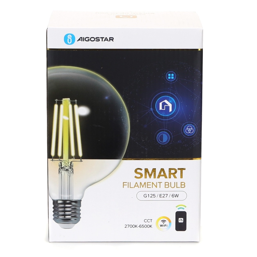 Dimbare LED Lamp FILAMENT G125 E27/6W/230V 2700-6500K Wi-Fi - Aigostar