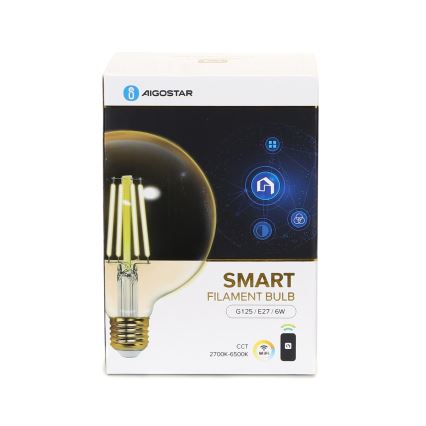 Dimbare LED Lamp FILAMENT G125 E27/6W/230V 2700-6500K Wi-Fi - Aigostar