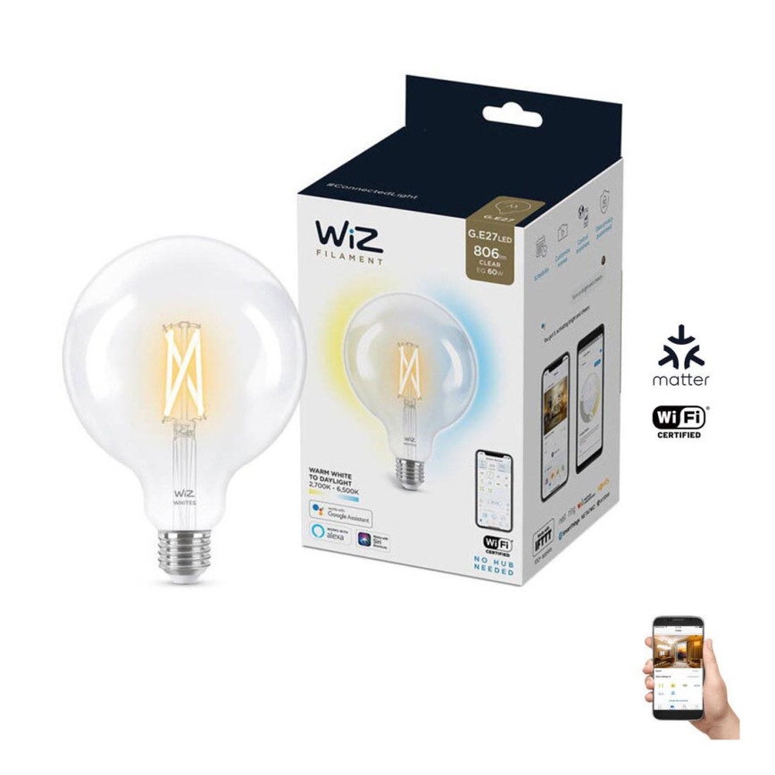 Dimbare LED Lamp FILAMENT G125 E27/7W/230V 2700-6500K CRI 90 Wi-Fi - WiZ