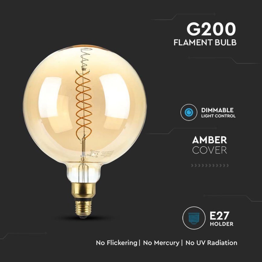 Dimbare LED Lamp FILAMENT G200 E27/8W/230V 1800K