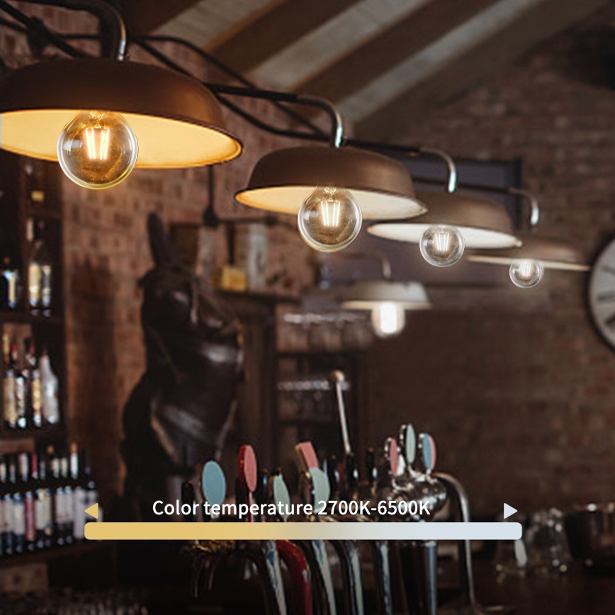 Dimbare LED Lamp FILAMENT G45 E14/4,5W/230V 2700-6500K Wi-Fi - Aigostar