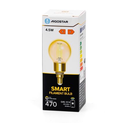 Dimbare LED Lamp FILAMENT G45 E14/4,5W/230V 2700-6500K Wi-Fi - Aigostar