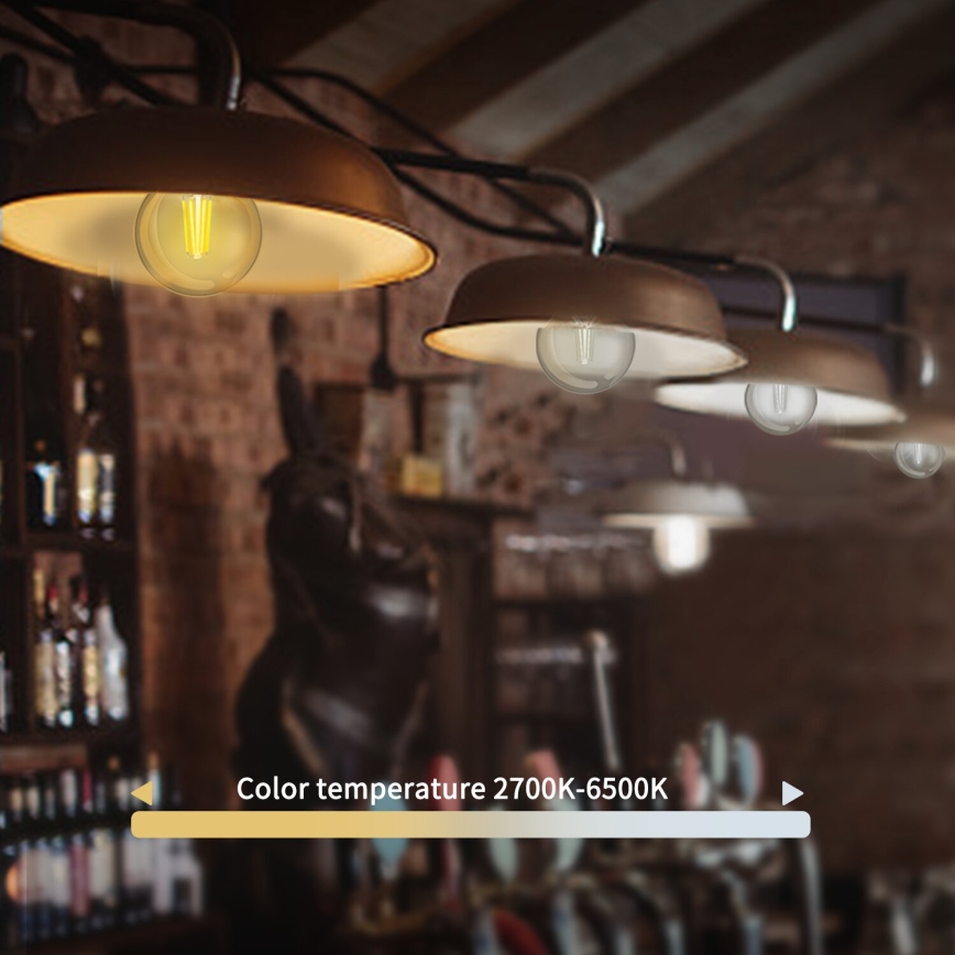 Dimbare LED Lamp FILAMENT G45 E27/4,5W/230V 2700-6500K Wi-Fi - Aigostar