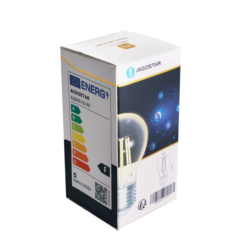 Dimbare LED Lamp FILAMENT G45 E27/4,5W/230V 2700-6500K Wi-Fi - Aigostar
