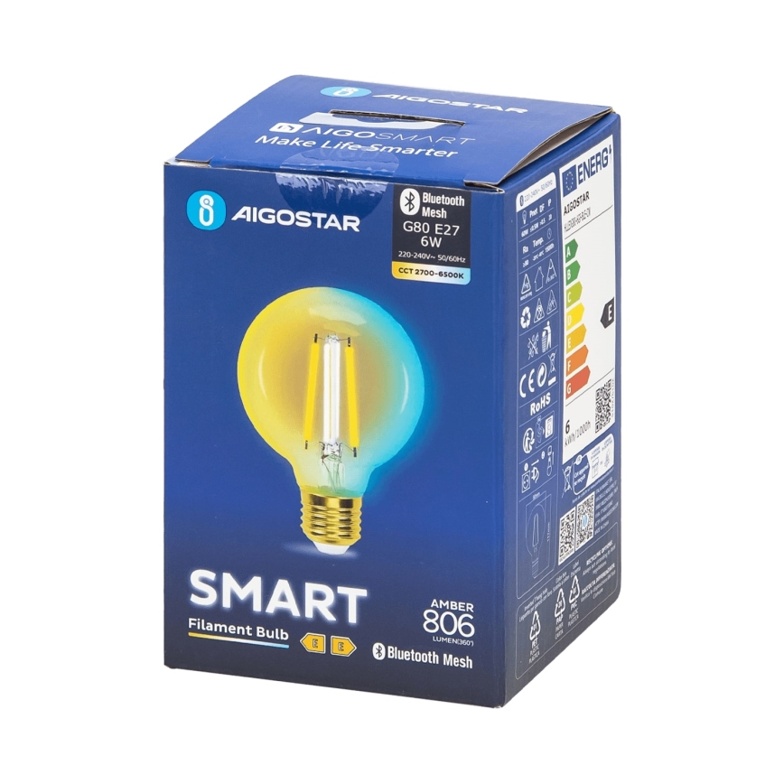 Dimbare LED Lamp FILAMENT MESH Smart G80 E27/6W/230V 2700-6500K - Aigostar