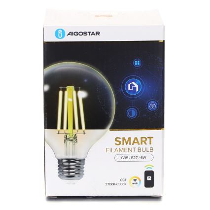 Dimbare LED Lamp FILAMENT G95 E27/6W/230V 2700-6500K Wi-Fi - Aigostar