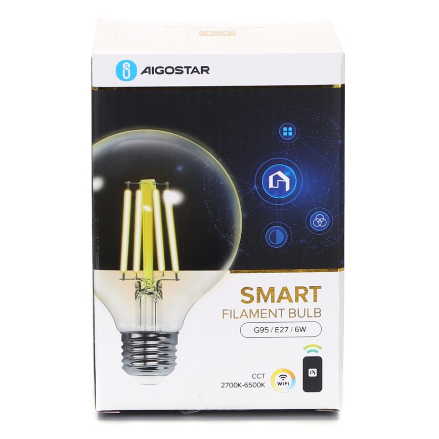 Dimbare LED Lamp FILAMENT G95 E27/6W/230V 2700-6500K Wi-Fi - Aigostar