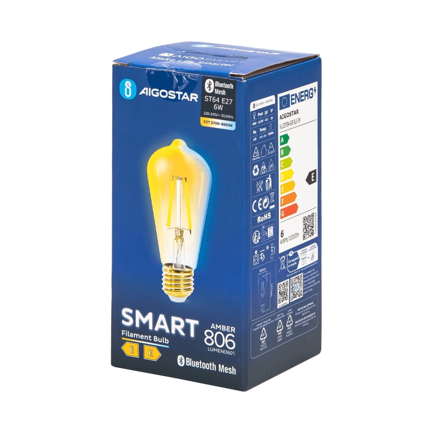 Dimbare LED Lamp FILAMENT MESH Smart ST64 E27/6W/230V 2700-6500K - Aigostar