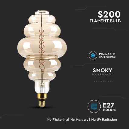 Dimbare LED Lamp FILAMENT S200 E27/8W/230V 1800K