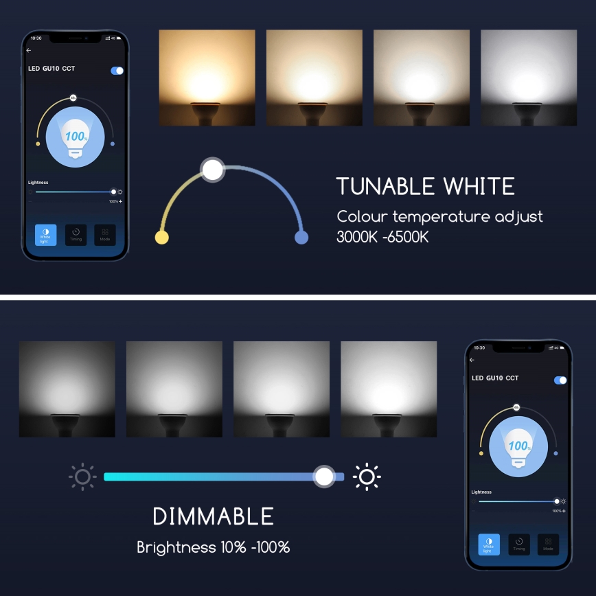 Dimbare LED Lamp GU10/5W/230V 3000-6500K Wi-Fi - Aigostar