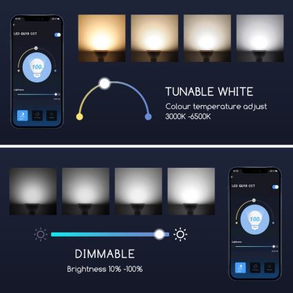 Dimbare LED Lamp GU10/7W/230V 3000-6500K Wi-Fi - Aigostar