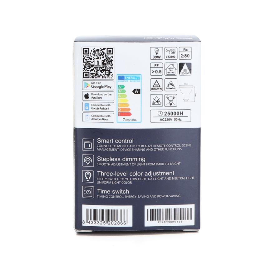 Dimbare LED Lamp GU10/7W/230V 3000-6500K Wi-Fi - Aigostar