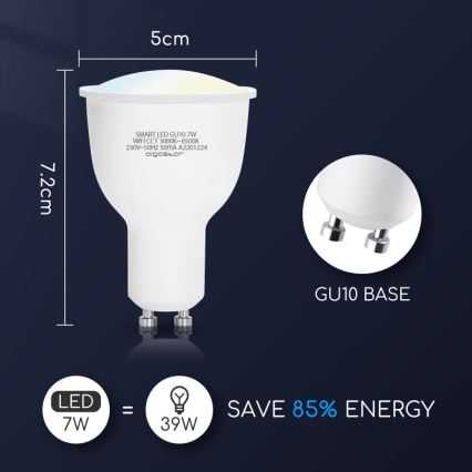 Dimbare LED Lamp GU10/7W/230V 3000-6500K Wi-Fi - Aigostar