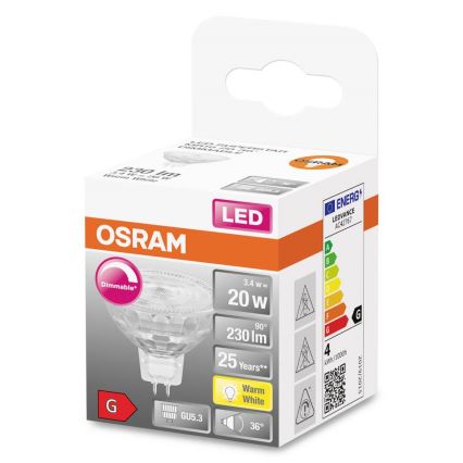 Dimbare LED Lamp GU5,3/3,4W/230V 2700K CRI 90 - Osram