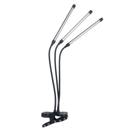 LED Dimbaar flexible tafellamp met clip voor het kweken van planten VITARO 3xLED/10W/230V zwart