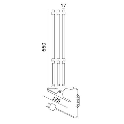 LED Dimbaar flexible tafellamp met clip voor het kweken van planten VITARO 3xLED/10W/230V zwart