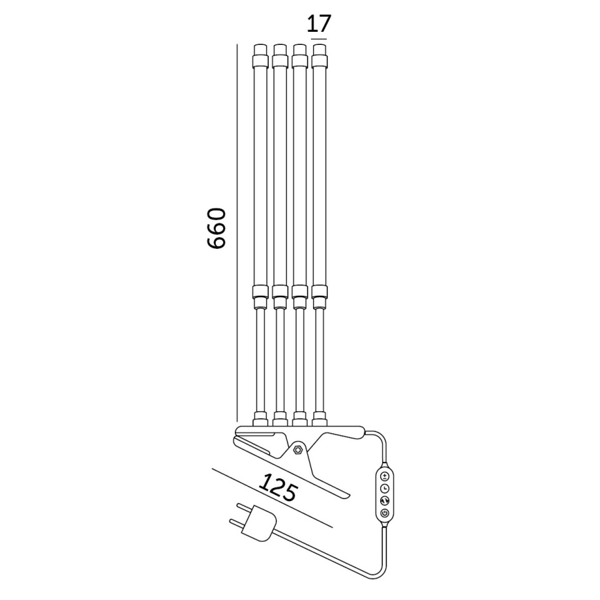 LED Dimbaar flexible tafellamp met clip voor het kweken van planten VITARO 4xLED/10W/230V zwart