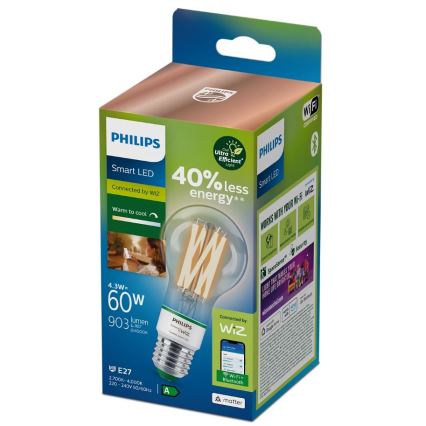 Dimbare LED Lamp Philips A60 E27/4,3W/230V 2700-4000K CRI 90 Wi-Fi