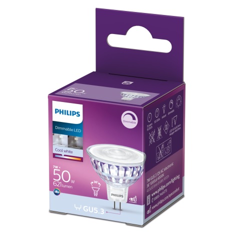 verraden ergens Twinkelen Dimbare LED Lamp Philips GU5,3/7W/12V 4000K | Lumimania