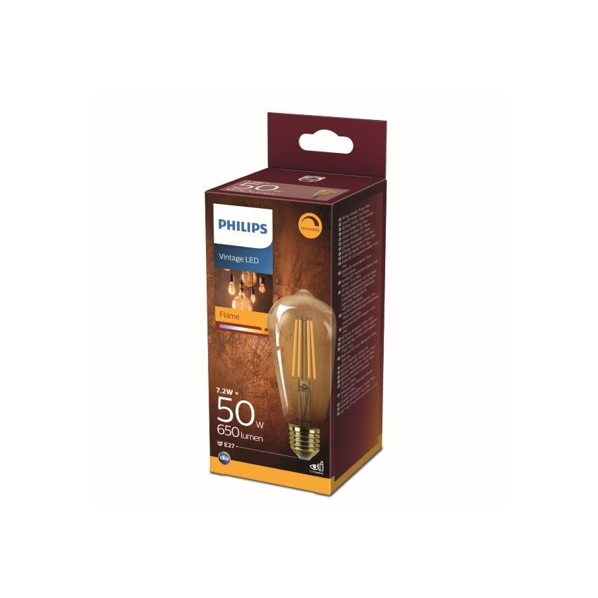 Dimbare LED Lamp Philips ST64 E27/7,2W/230V 2200K