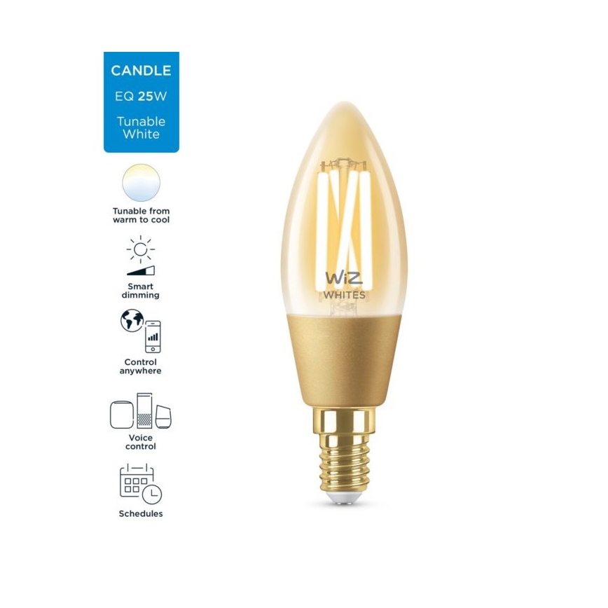 Dimbare LED Lamp VINTAGE FILAMENT C35 E14/4,9W/230V 2000-5000K CRI 90 Wi-Fi - WiZ