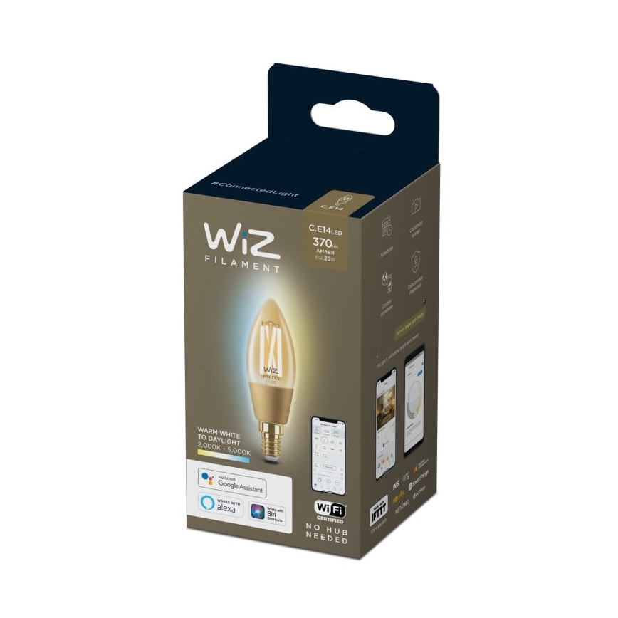 Dimbare LED Lamp VINTAGE FILAMENT C35 E14/4,9W/230V 2000-5000K CRI 90 Wi-Fi - WiZ
