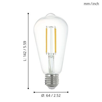 Dimbare LED Lamp E27/6W/230V 2.700K - Eglo