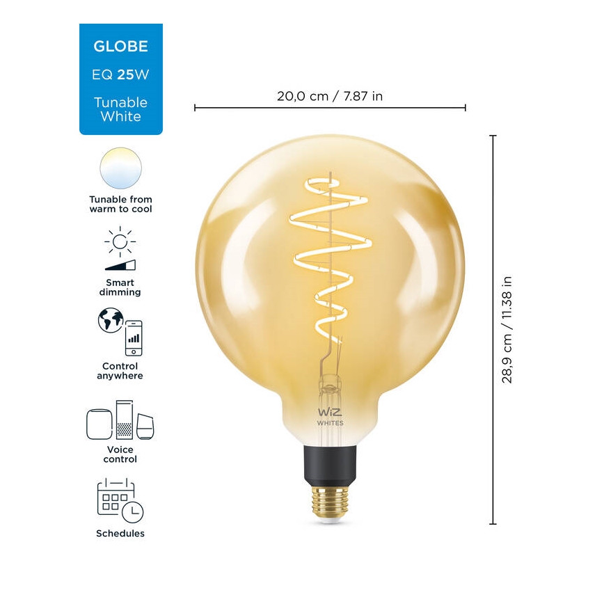 Dimbare LED Lamp VINTAGE FILAMENT G200 E27/6W/230V 2000-5000K CRI 90 Wi-Fi - WiZ