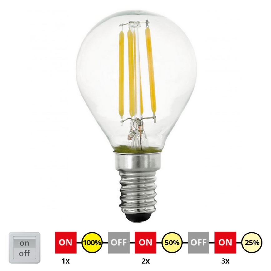 Dimbare LED Lamp VINTAGE P45 E14/4W/230V 2700K - STEPDIMMING - Eglo 11754