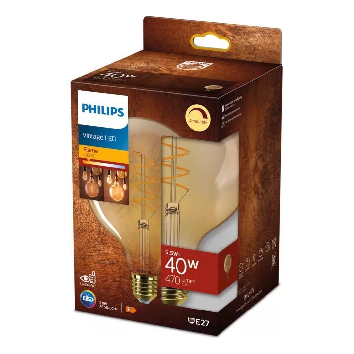 Dimbare LED Lamp VINTAGE Philips G125 E27/5,5W/230V 2200K
