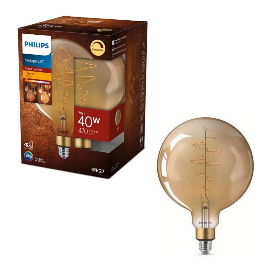 Dimbare LED Lamp VINTAGE Philips G200 E27/7W/230V 2000K