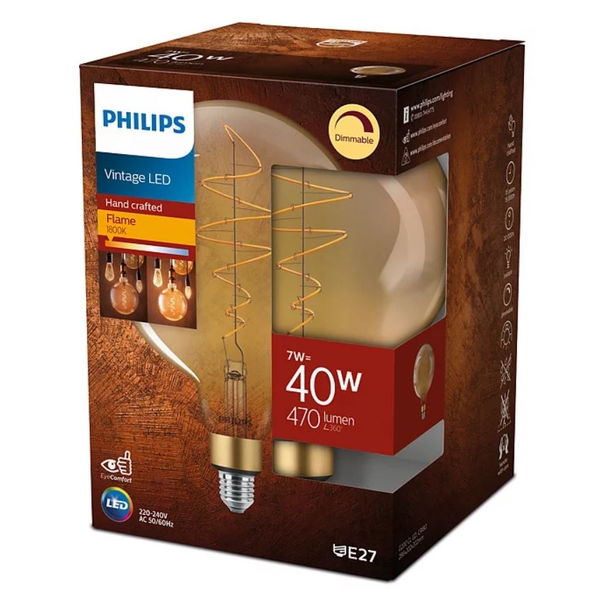 Dimbare LED Lamp VINTAGE Philips G200 E27/7W/230V 2000K