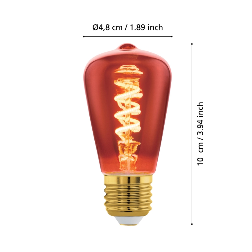 Dimbare LED-lamp VINTAGE ST48 E27/4W/230V 2000K rood - Eglo 110199