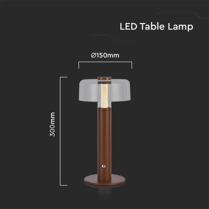 LED Dimbare Oplaadbare Touch Tafellamp LED/1W/5V 3000K 1800 mAh bruin