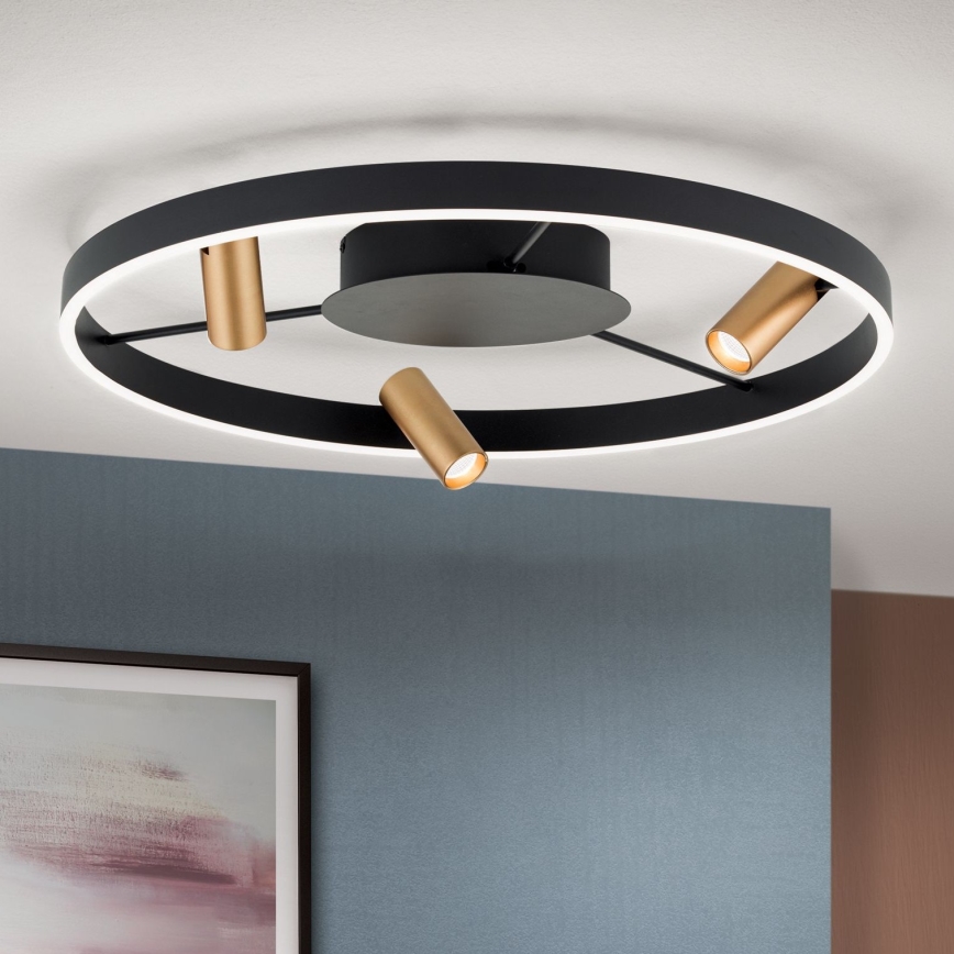 Dimbare LED Plafondlamp BERLIN LED/50W/230V zwart/goud