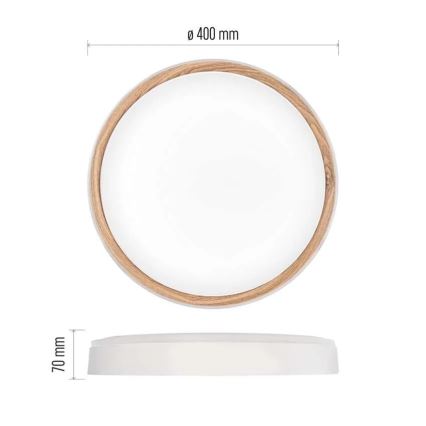 LED-dimbare plafondlamp ILVI LED/30W/230V 2700–6500 K Ø 40 cm wit/beige + afstandsbediening
