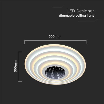 Dimbare LED plafondlamp LED/125W/230V 3000-6500K diameter 50 cm + afstandsbediening