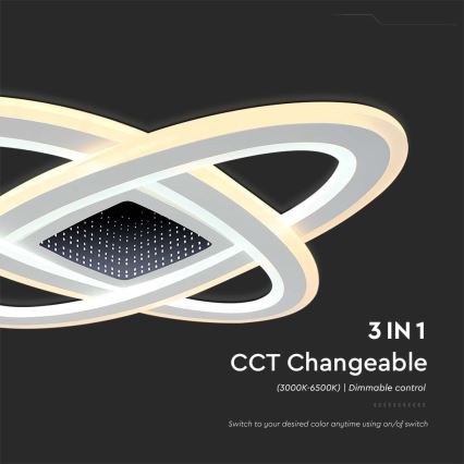 Dimbare LED plafondlamp LED/130W/230V 3000-6500K 62x62 cm + afstandsbediening